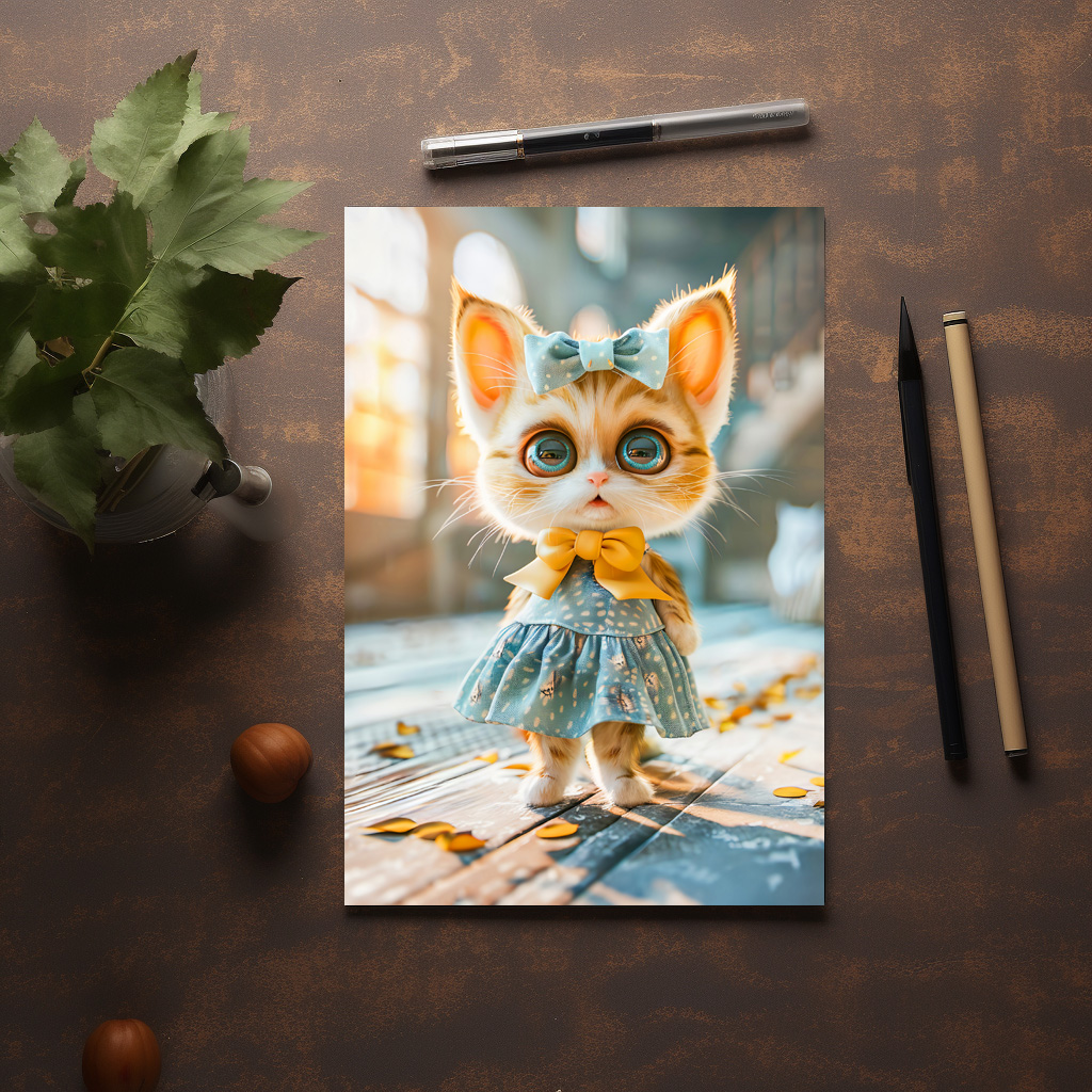 raxxa Postkarte: Kitten in Blue Skirt and Blouse