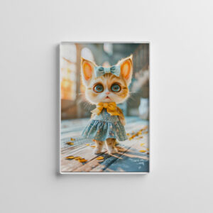 raxxa Glas-Magnet: Kitten in Blue Skirt and Blouse