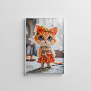 raxxa Glas-Magnet: Kitten in Red Dress in Room