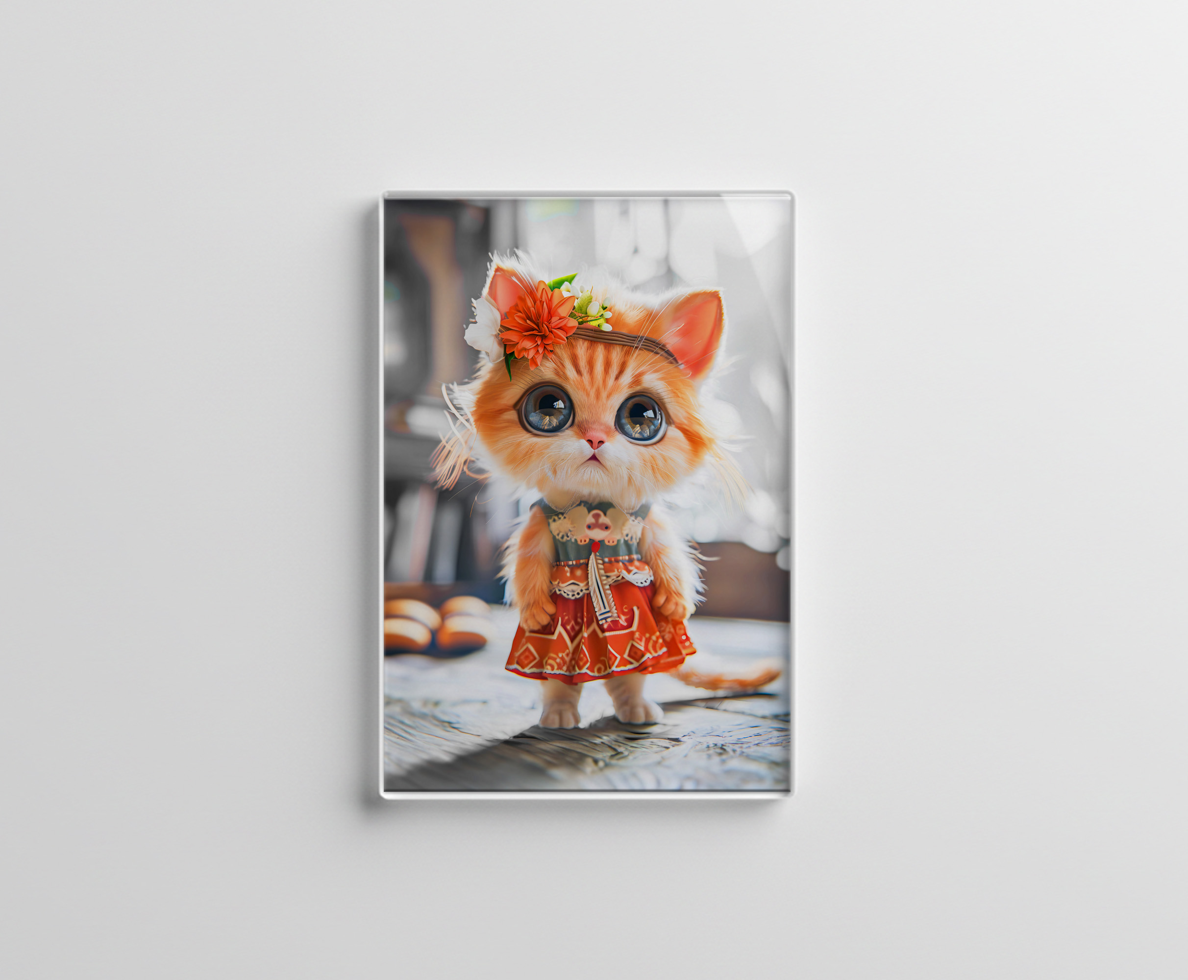 raxxa Glas-Magnet: Kitten in Red Dress in Room