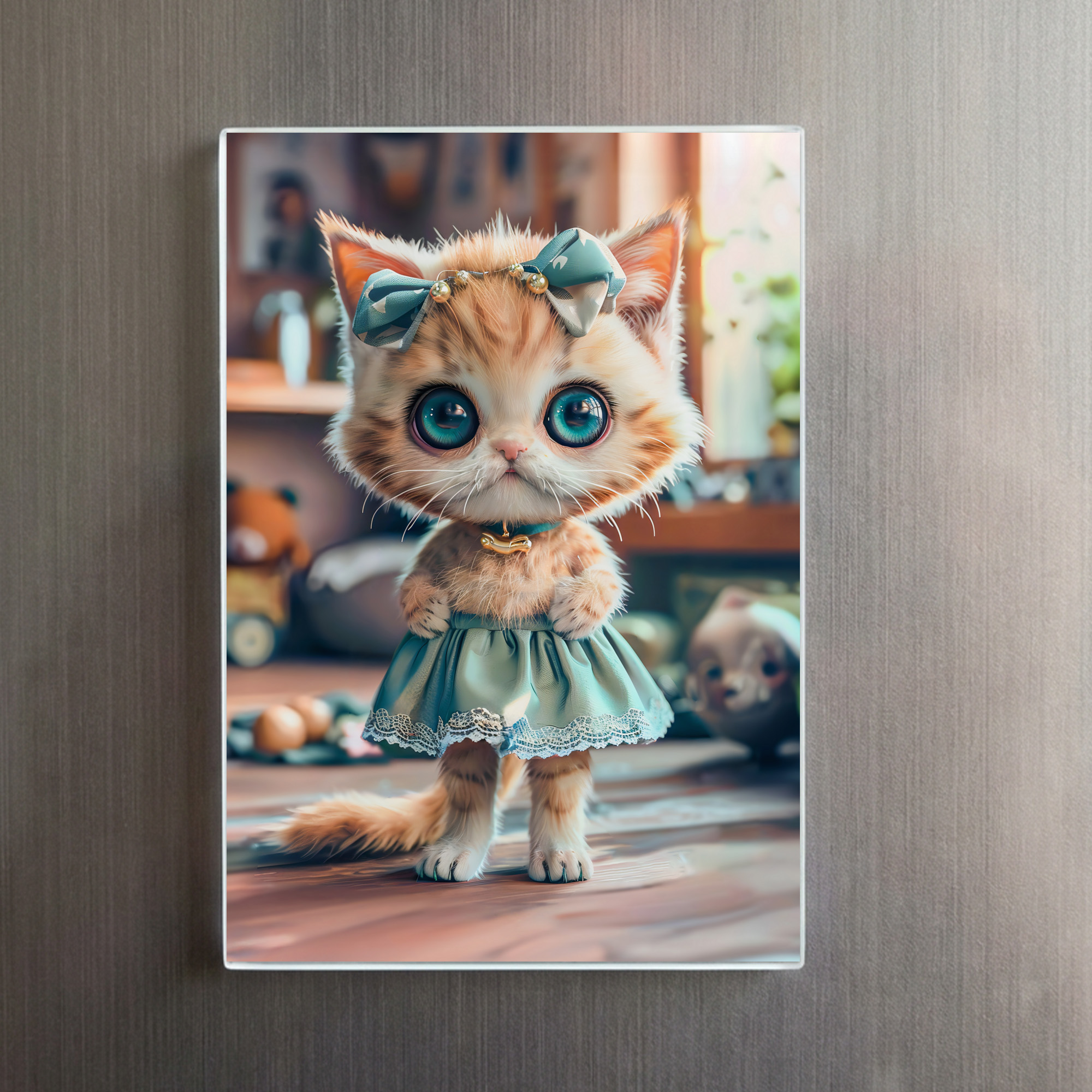 raxxa Glas-Magnet: Kitten in Blue Skirt and Blouse - Imagen 2