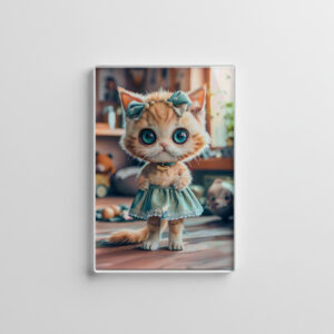 raxxa Glas-Magnet: Kitten in Blue Skirt and Blouse