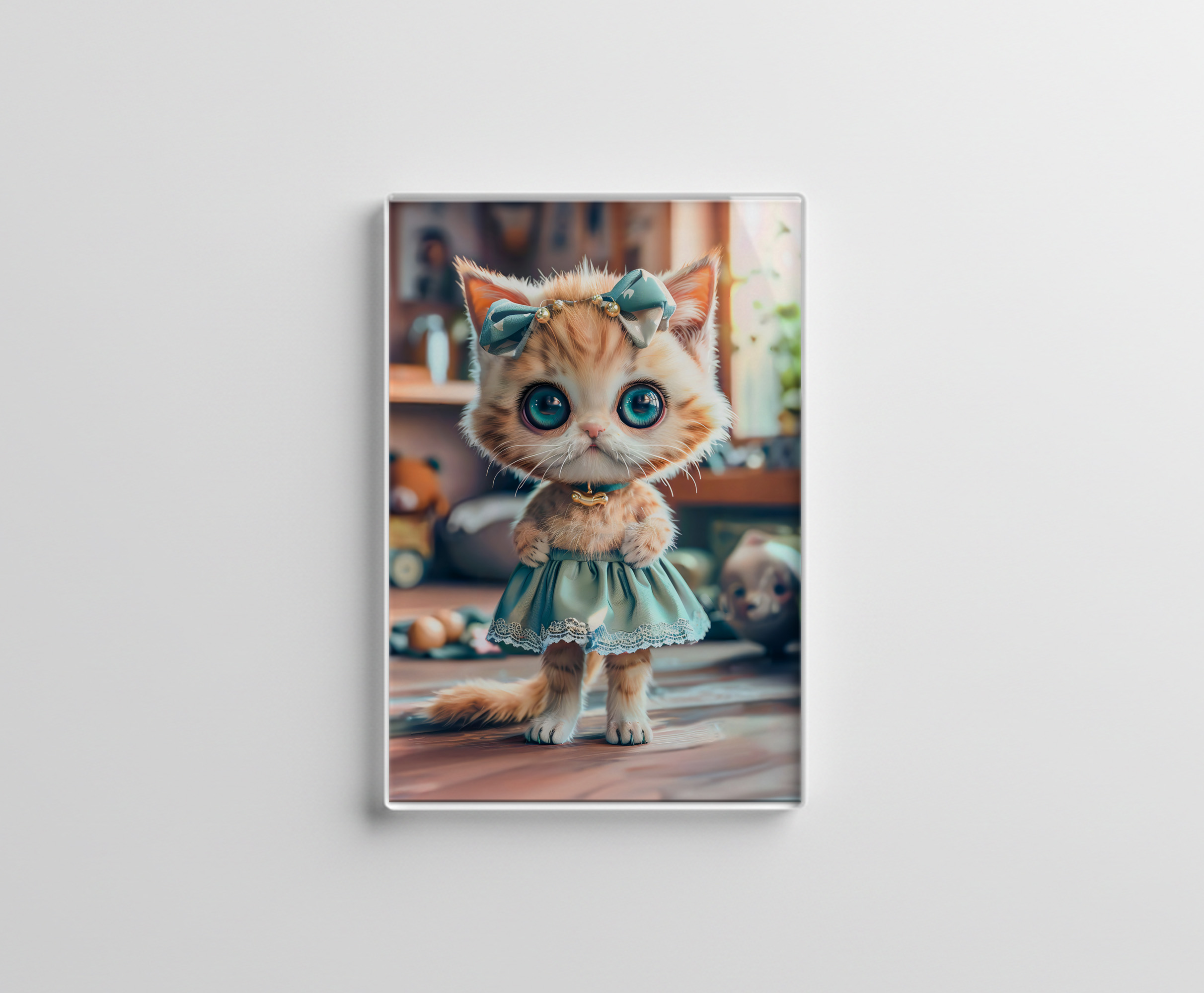 raxxa Glas-Magnet: Kitten in Blue Skirt and Blouse