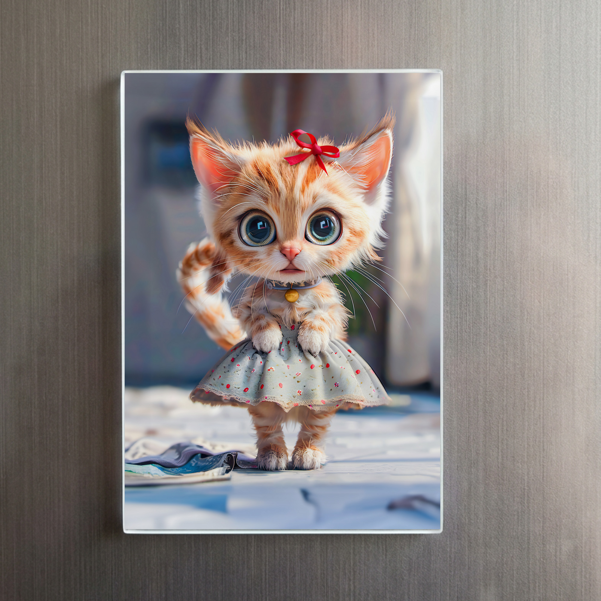 raxxa Glas-Magnet: Kitten in Blue Skirt and Blouse - Imagen 2