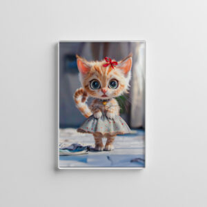 raxxa Glas-Magnet: Kitten in Blue Skirt and Blouse