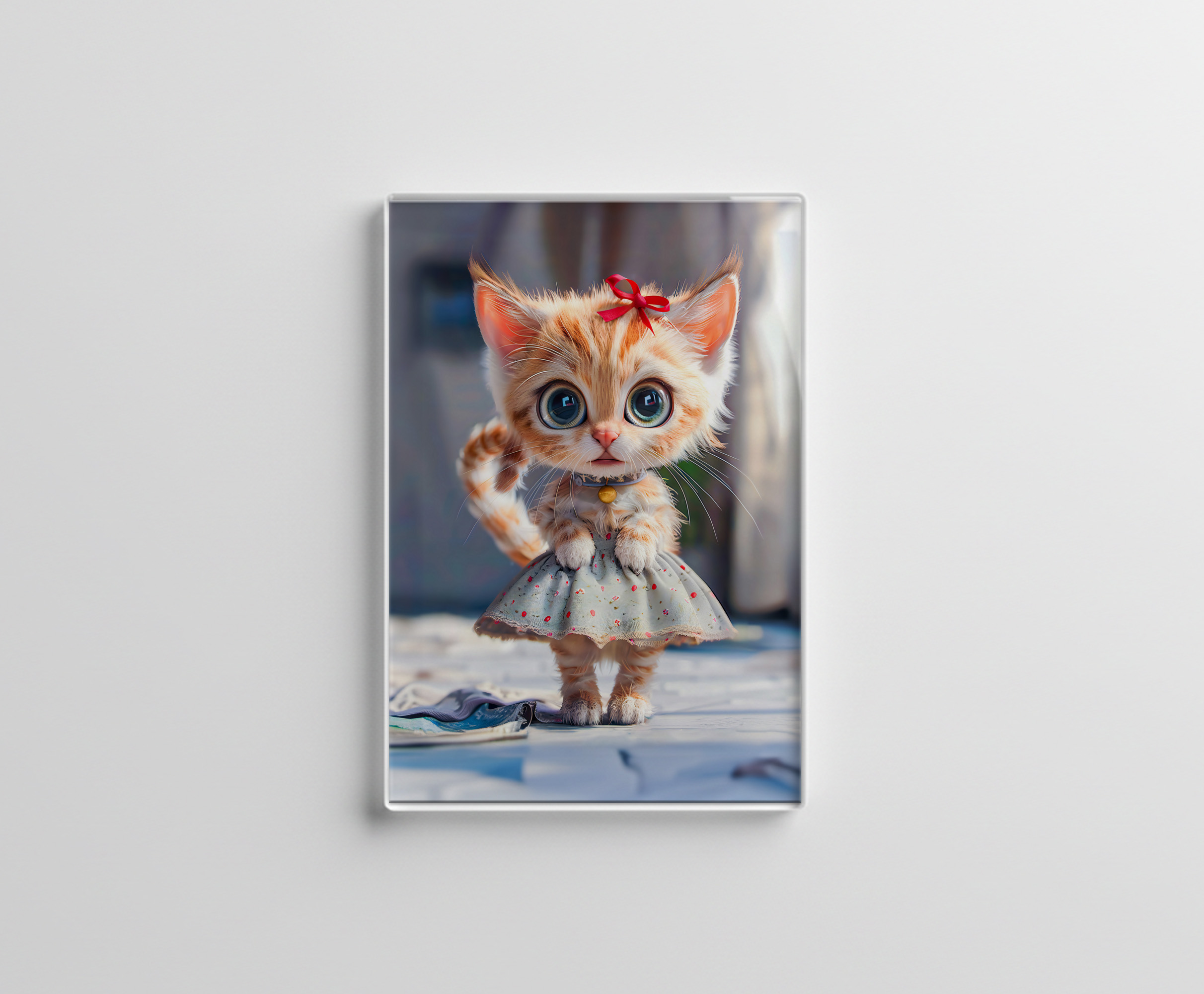 raxxa Glas-Magnet: Kitten in Blue Skirt and Blouse
