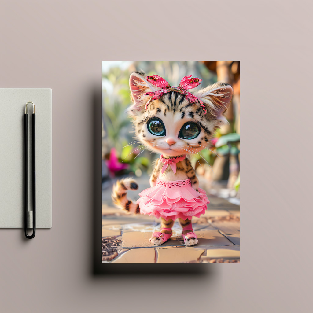 raxxa Postkarte: Cute Kitten in Pink Dress