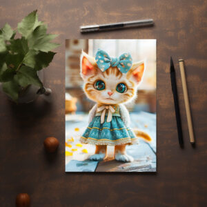raxxa Postkarte: Kitten in Blue Skirt and Blouse