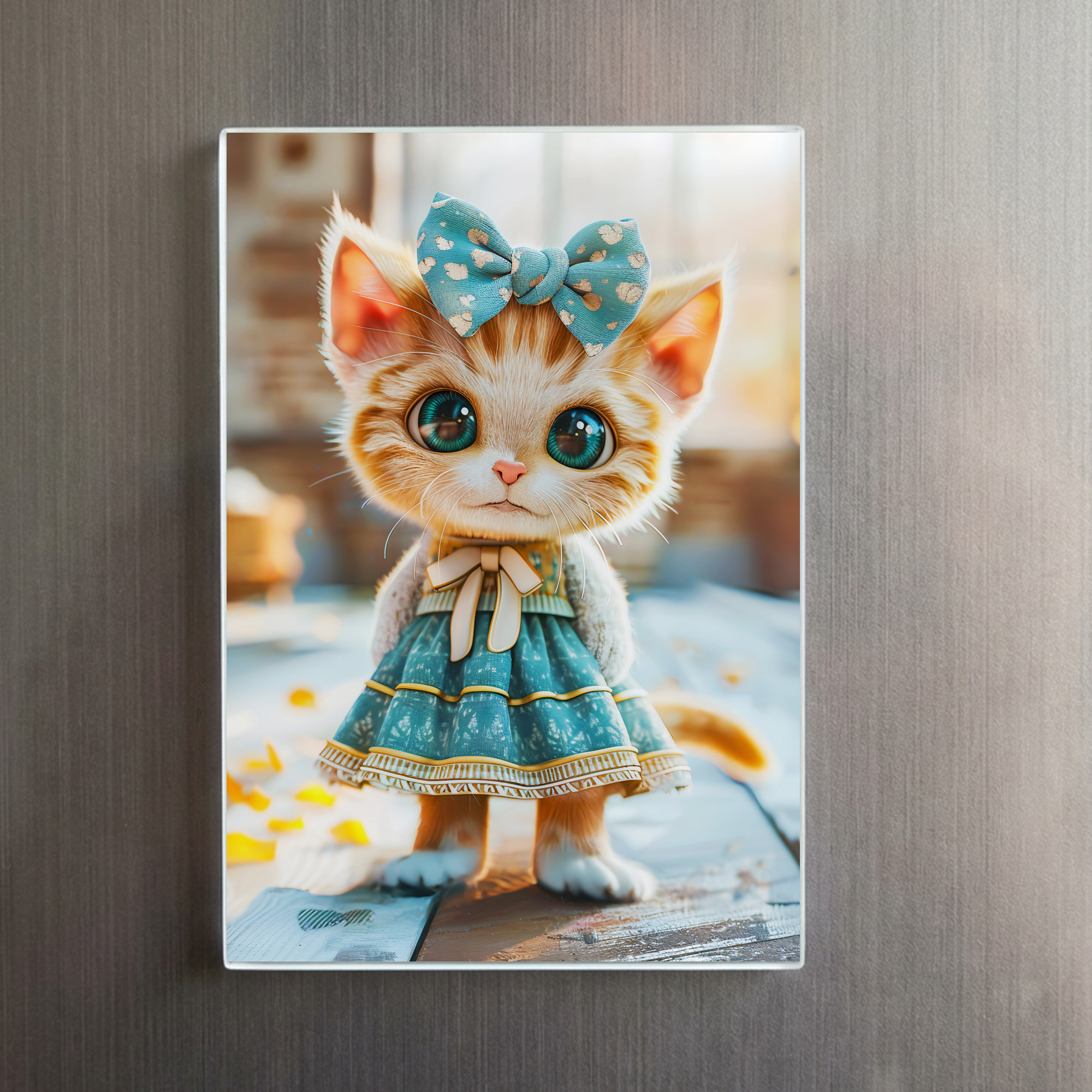 raxxa Glas-Magnet: Kitten in Blue Skirt and Blouse – Image 2