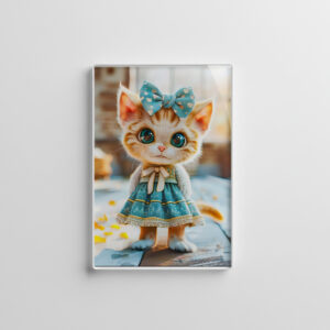 raxxa Glas-Magnet: Kitten in Blue Skirt and Blouse