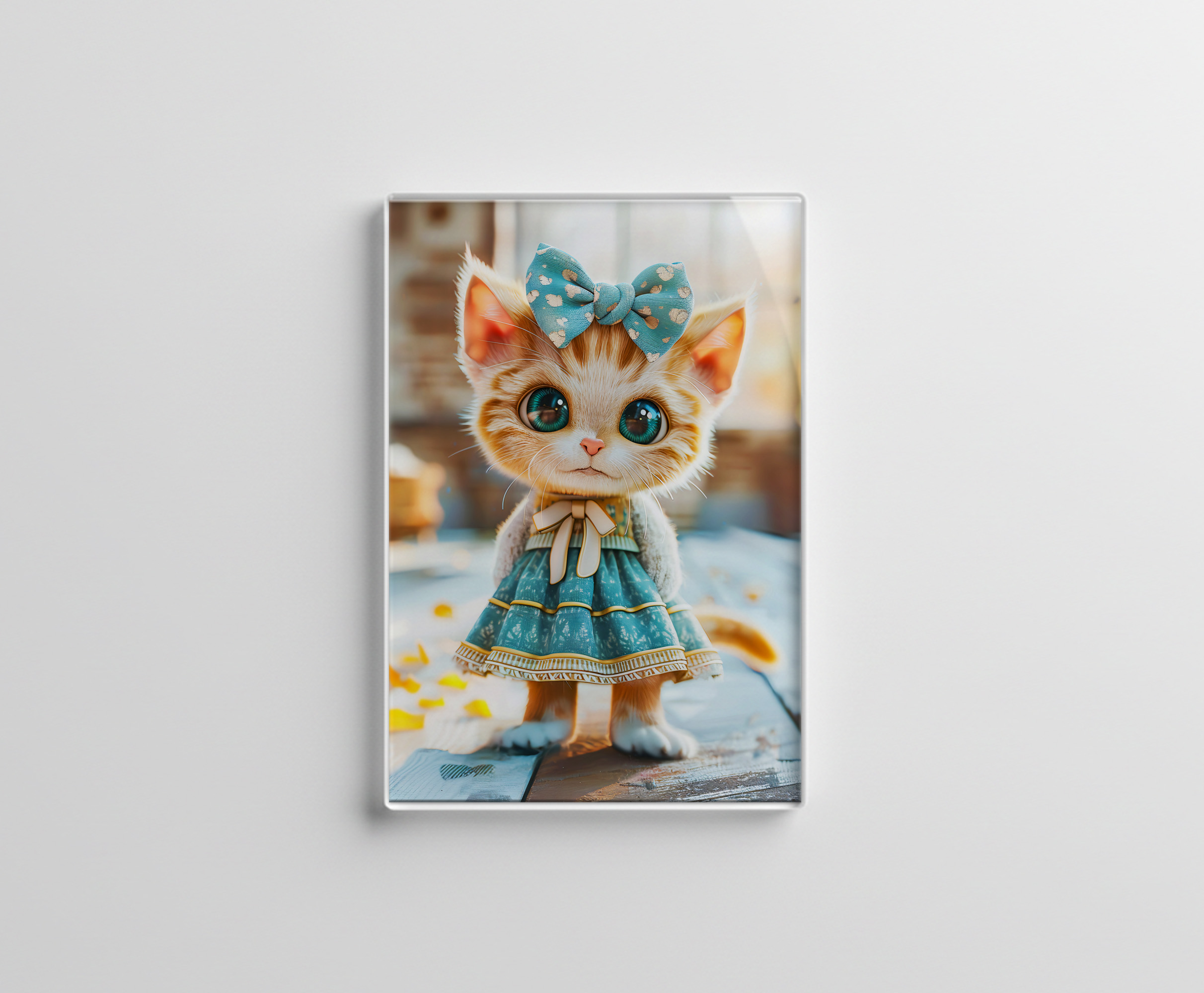 raxxa Glas-Magnet: Kitten in Blue Skirt and Blouse