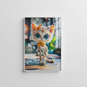 raxxa Glas-Magnet: Kitten in Patterned Dress Indoors