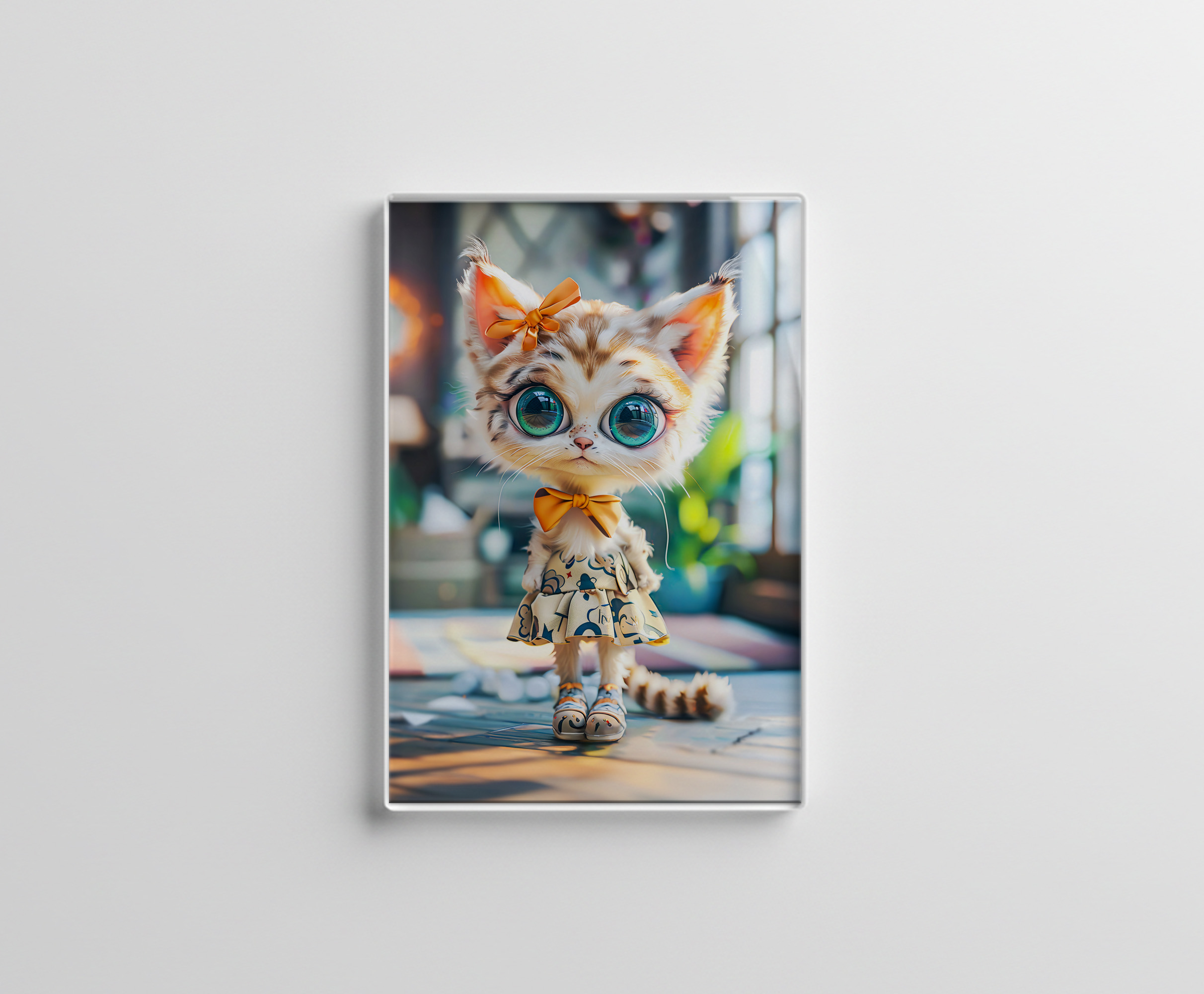 raxxa Glas-Magnet: Kitten in Patterned Dress Indoors