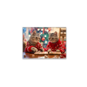 raxxa Glas-Magnet: Two cats in red sweaters with festive background