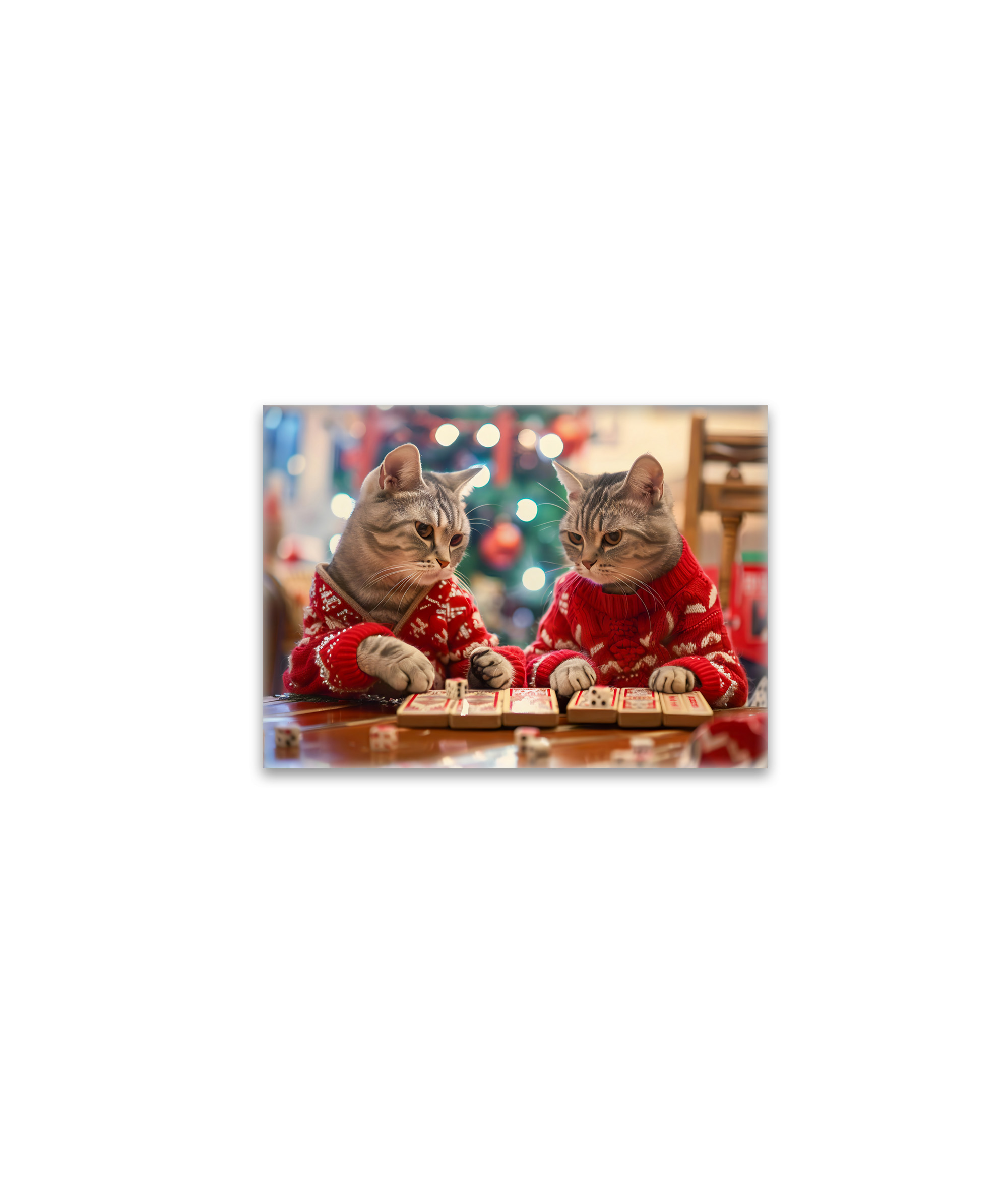 raxxa Glas-Magnet: Two cats in red sweaters with festive background