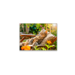 raxxa Glas-Magnet: Cat sleeping in garden chair among flowers