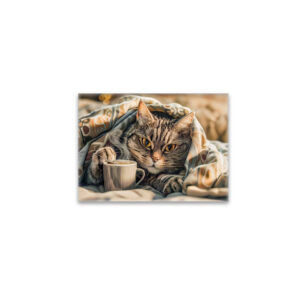 raxxa Glas-Magnet: Cat with coffee and book in cozy blanket