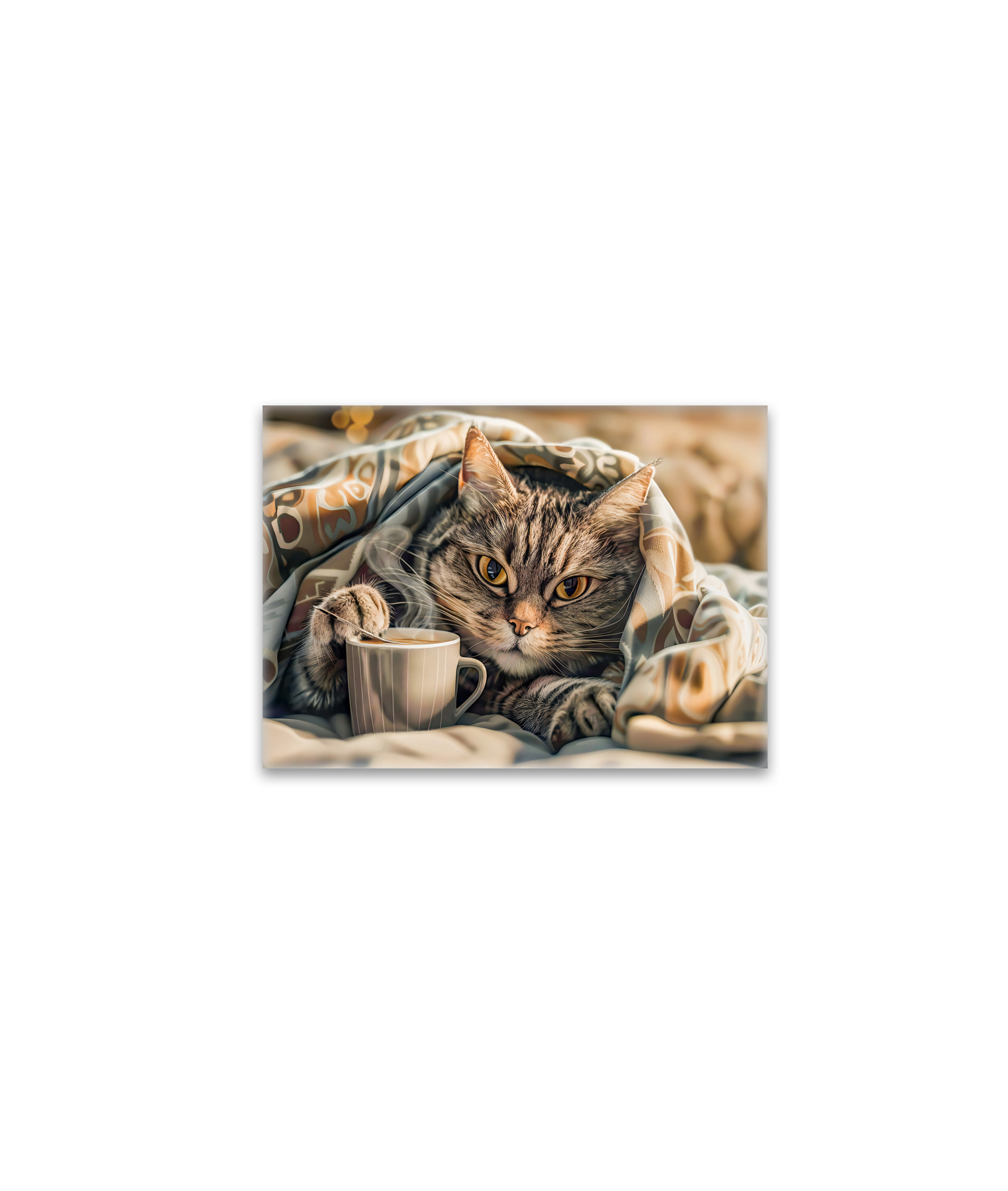 raxxa Glas-Magnet: Cat with coffee and book in cozy blanket