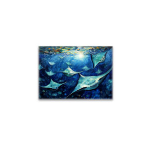 raxxa Glas-Magnet: Manta Rays in Expressive Ocean Oil Painting