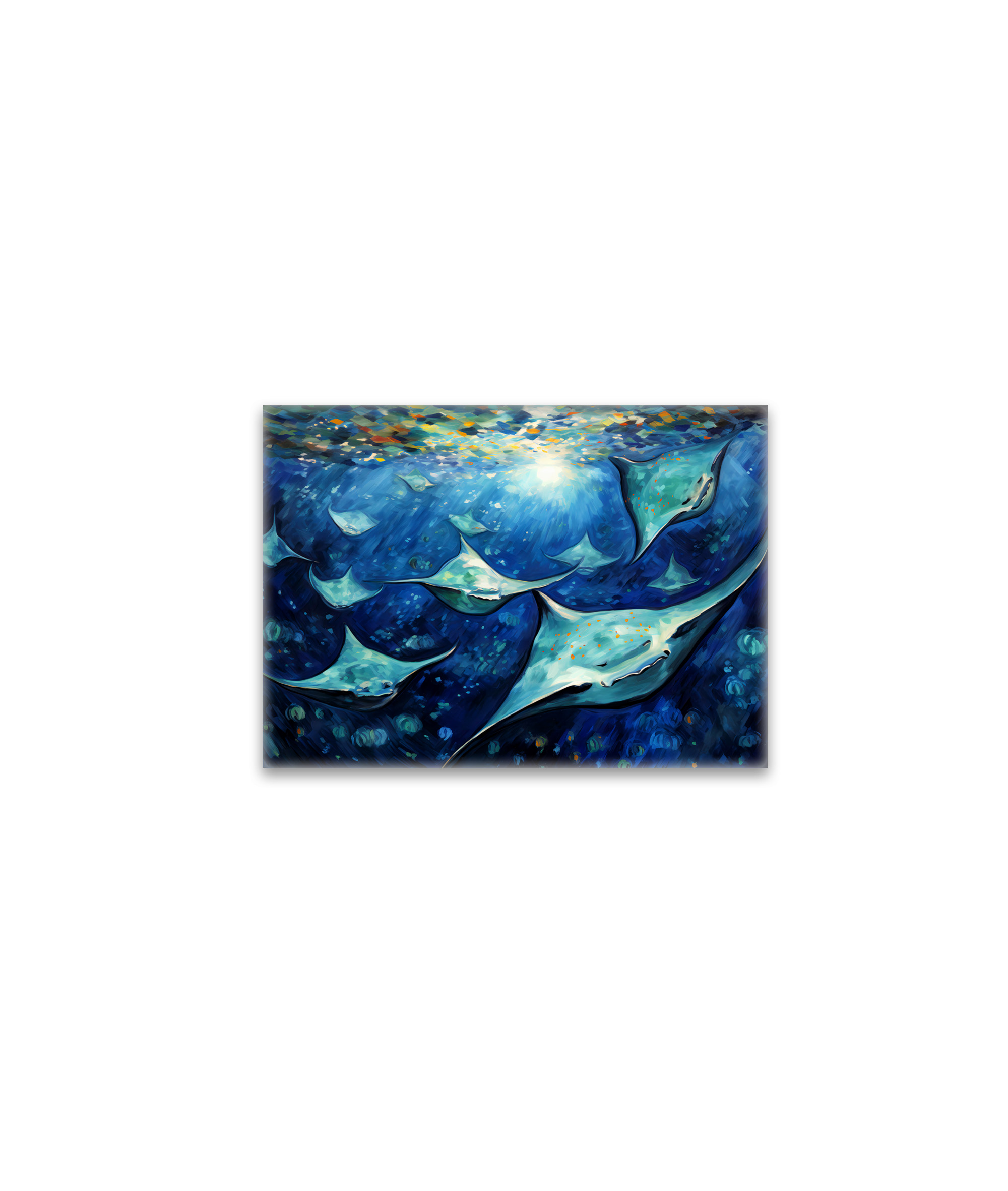 raxxa Glas-Magnet: Manta Rays in Expressive Ocean Oil Painting