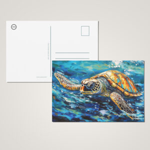 raxxa Postkarte: Sea Turtle in Expressive Oil Brushwork
