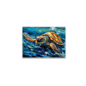raxxa Glas-Magnet: Sea Turtle in Expressive Oil Brushwork