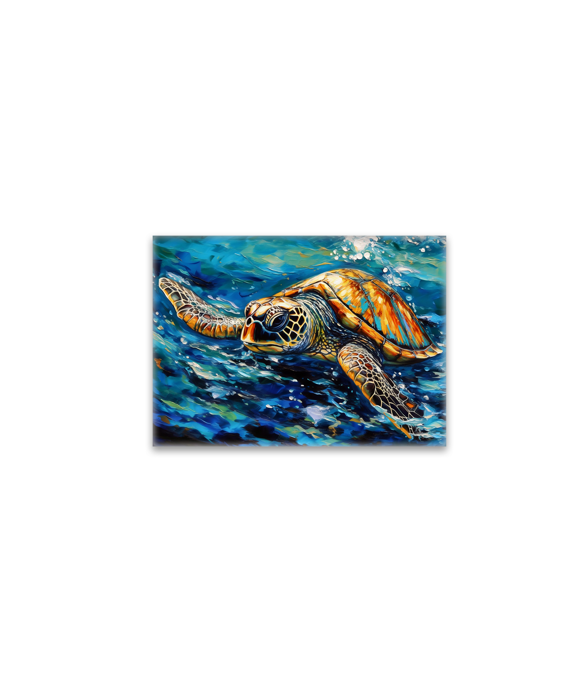 raxxa Glas-Magnet: Sea Turtle in Expressive Oil Brushwork