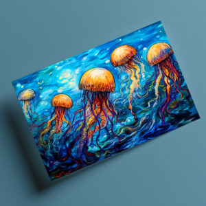 raxxa Postkarte: Jellyfish in Swirling Underwater Oil Painting
