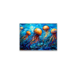 raxxa Glas-Magnet: Jellyfish in Swirling Underwater Oil Painting