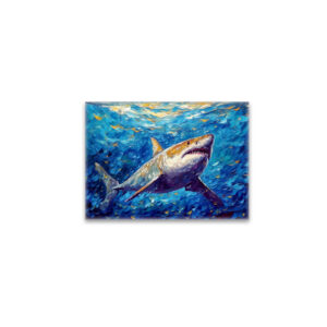 raxxa Glas-Magnet: Shark in Expressive Underwater Oil Painting