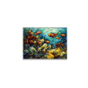 raxxa Glas-Magnet: Clownfish in Swirling Coral Reef Painting