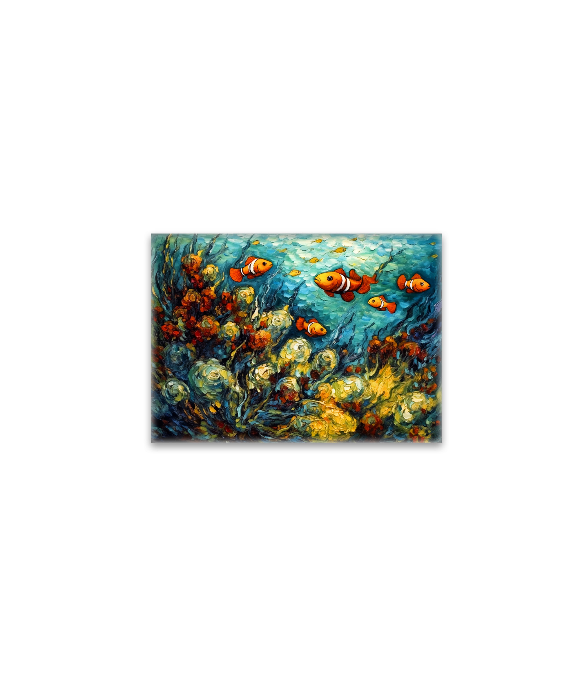 raxxa Glas-Magnet: Clownfish in Swirling Coral Reef Painting