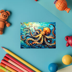 raxxa Postkarte: Octopus in Swirling Ocean Oil Painting