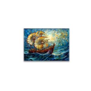 raxxa Glas-Magnet: Fantastical Nautilus Ship in Swirling Ocean