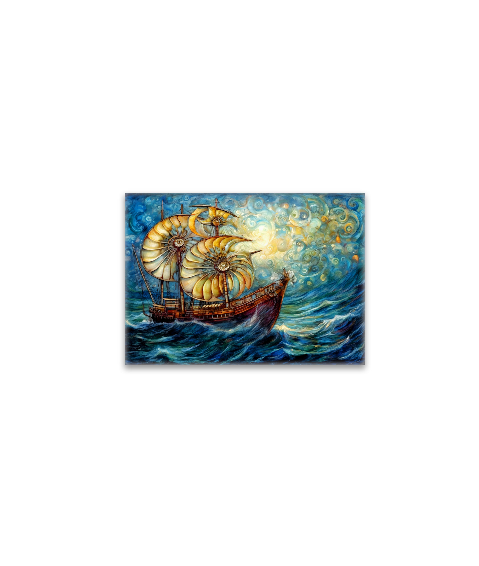raxxa Glas-Magnet: Fantastical Nautilus Ship in Swirling Ocean