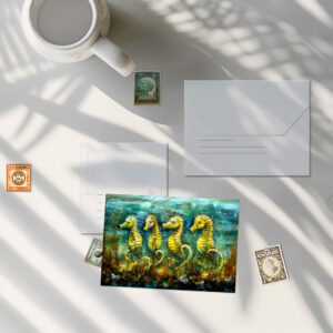 raxxa Postkarte: Seahorses in Expressive Ocean Oil Painting