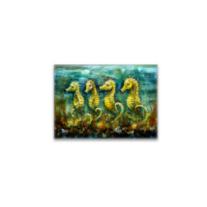 raxxa Glas-Magnet: Seahorses in Expressive Ocean Oil Painting