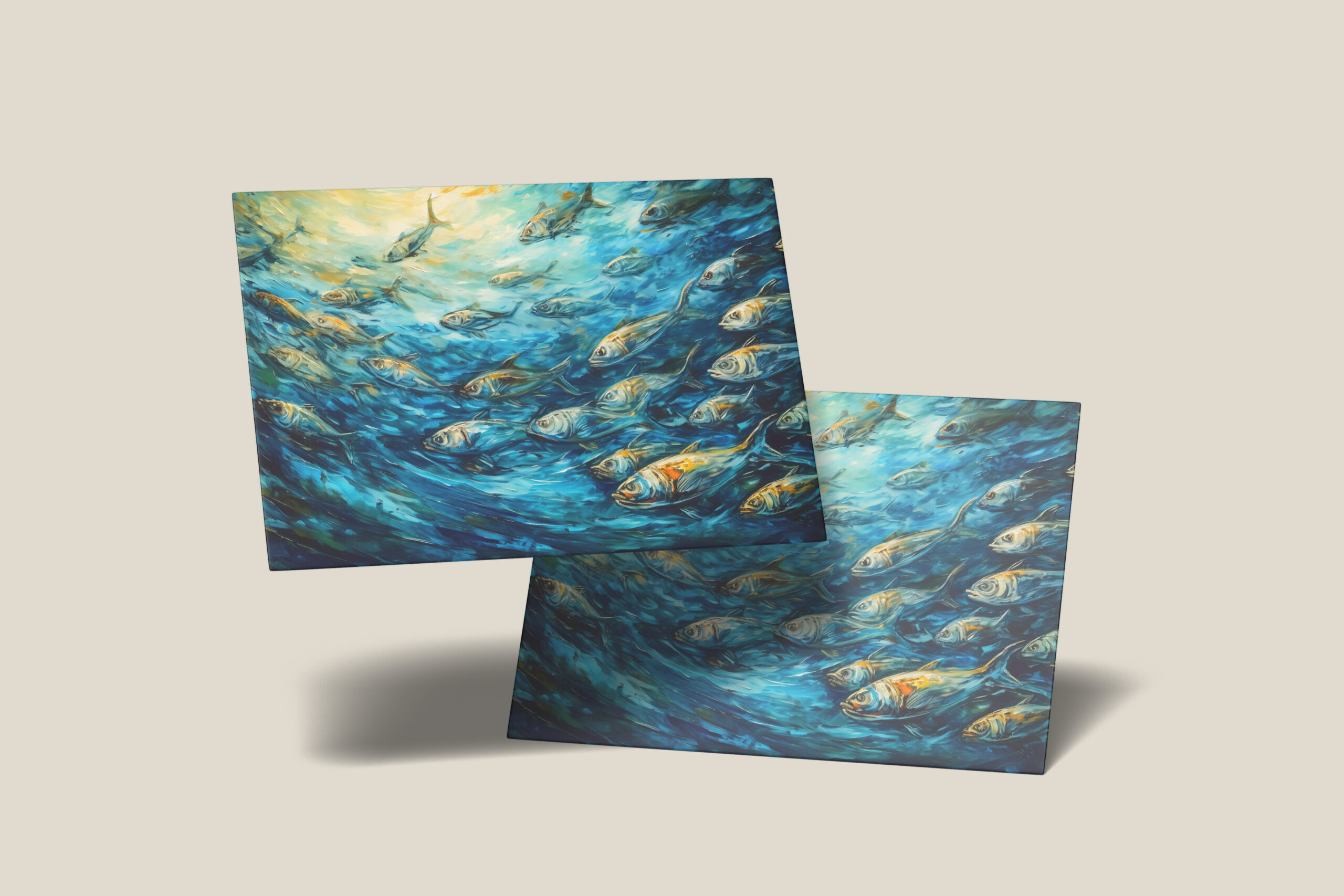 raxxa Postkarte: School of Fish in Expressive Ocean Painting