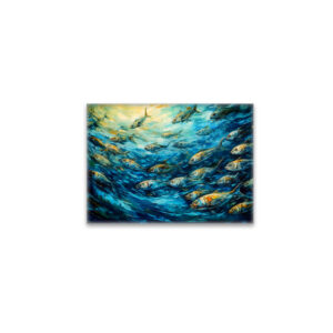 raxxa Glas-Magnet: School of Fish in Expressive Ocean Painting