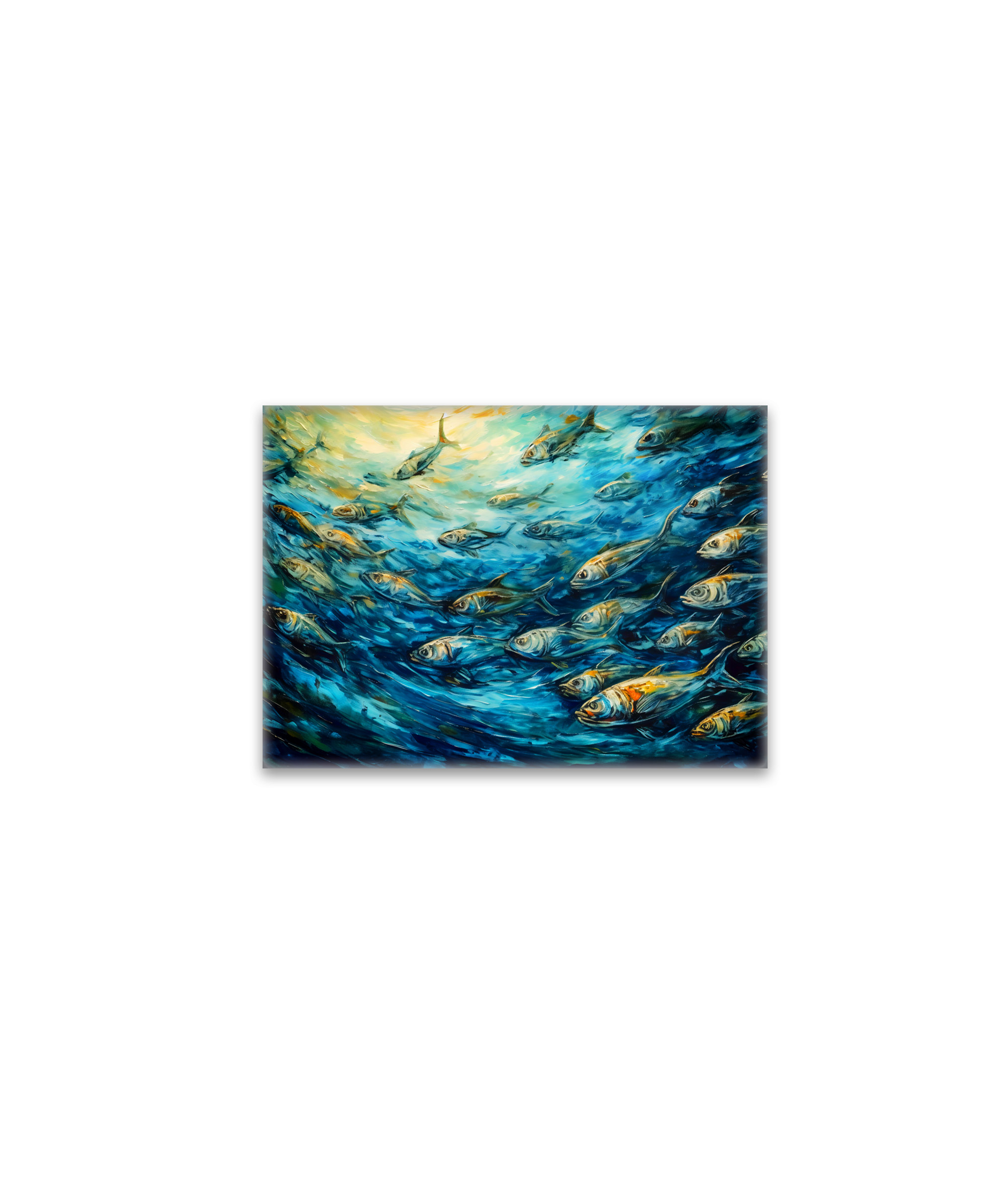 raxxa Glas-Magnet: School of Fish in Expressive Ocean Painting