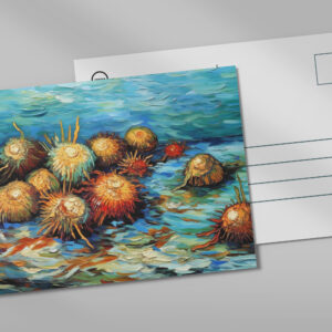 raxxa Postkarte: Sea Urchins in Expressive Ocean Oil Painting