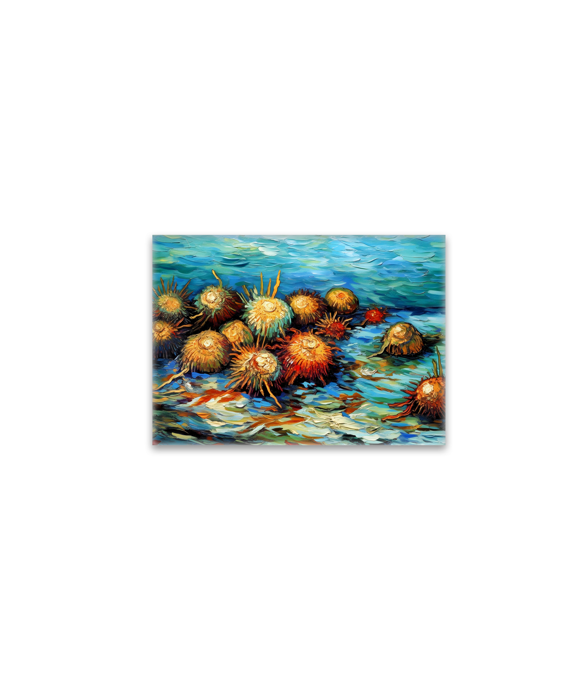raxxa Glas-Magnet: Sea Urchins in Expressive Ocean Oil Painting