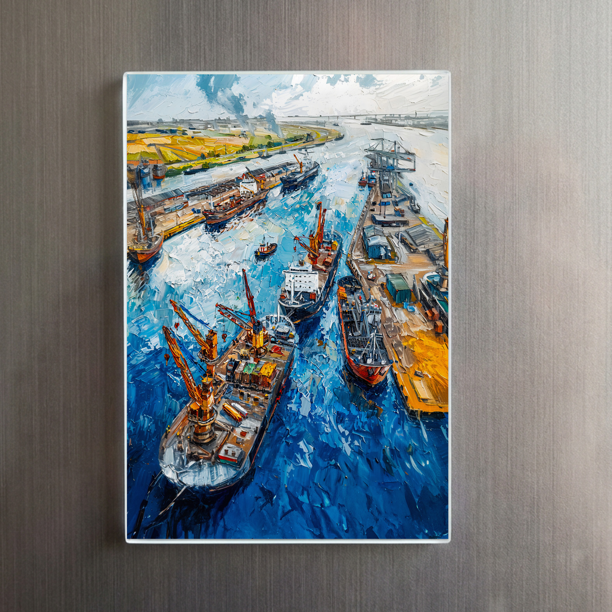 raxxa Glas-Magnet: Tulip Fields with Barn and Stream Fantasy Painting - immagine 2