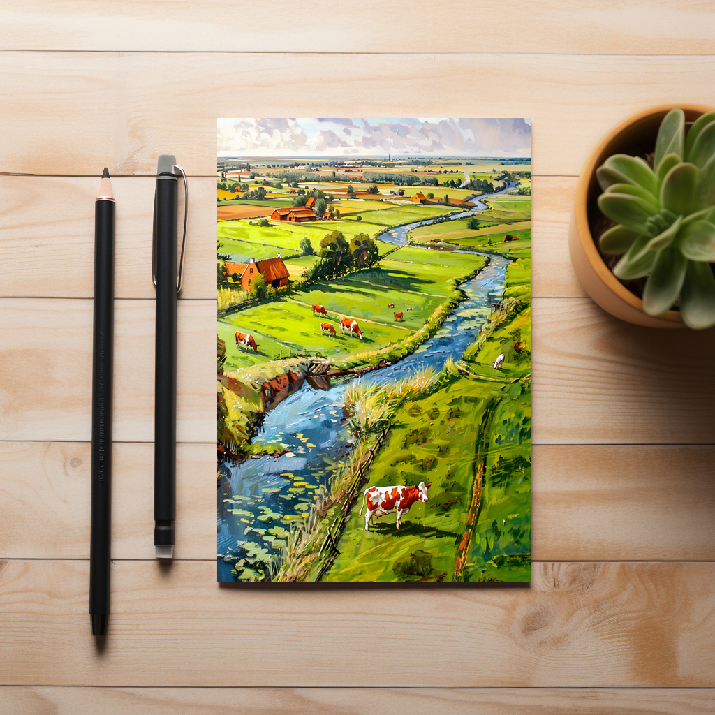 raxxa Postkarte: Countryside with Cows and Stream Fantasy Painting