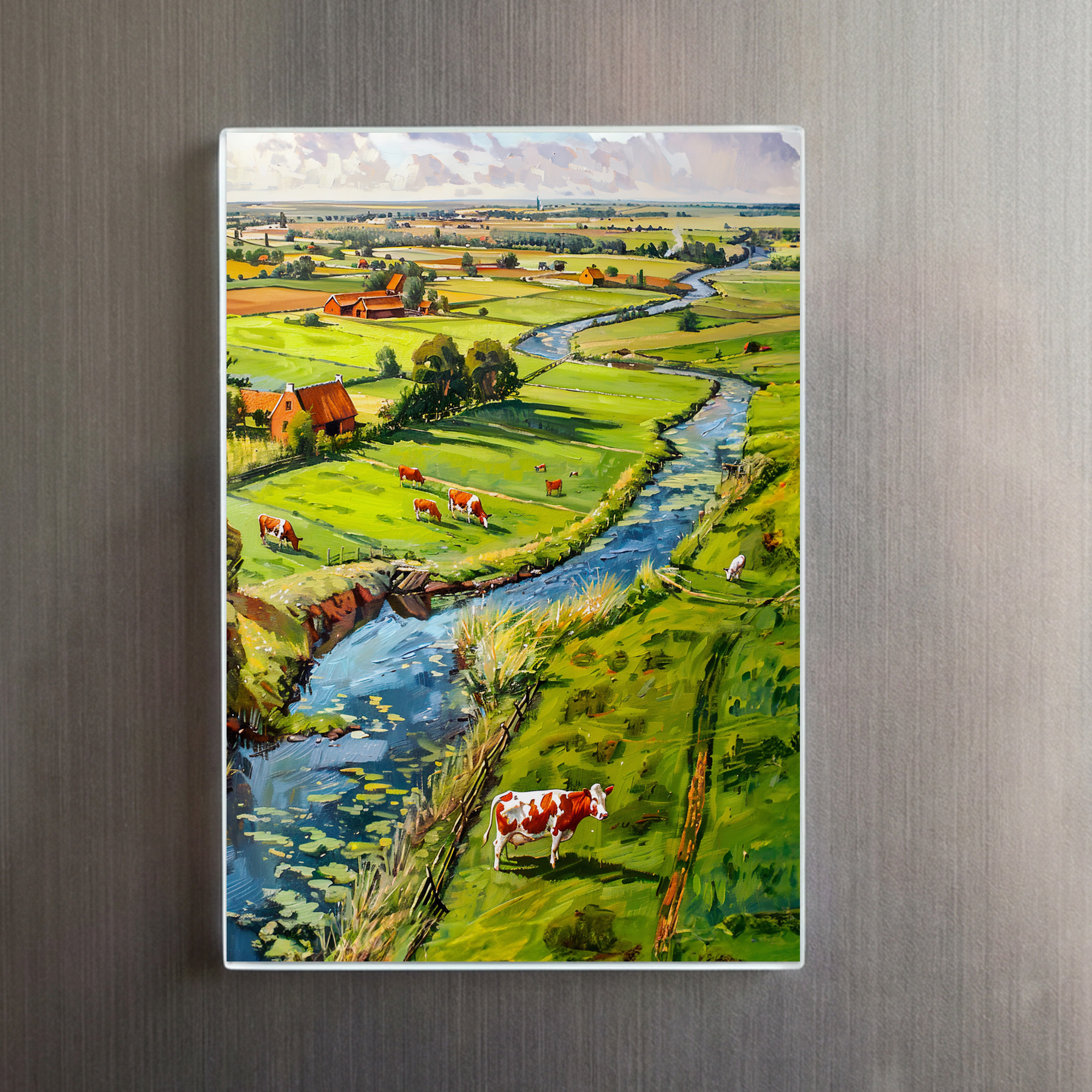 raxxa Glas-Magnet: Countryside with Cows and Stream Fantasy Painting – Bild 2