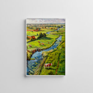 raxxa Glas-Magnet: Countryside with Cows and Stream Fantasy Painting