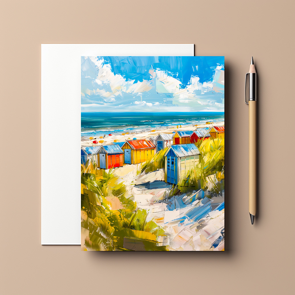 raxxa Postkarte: Beach Huts by the Sea in Holland Painting