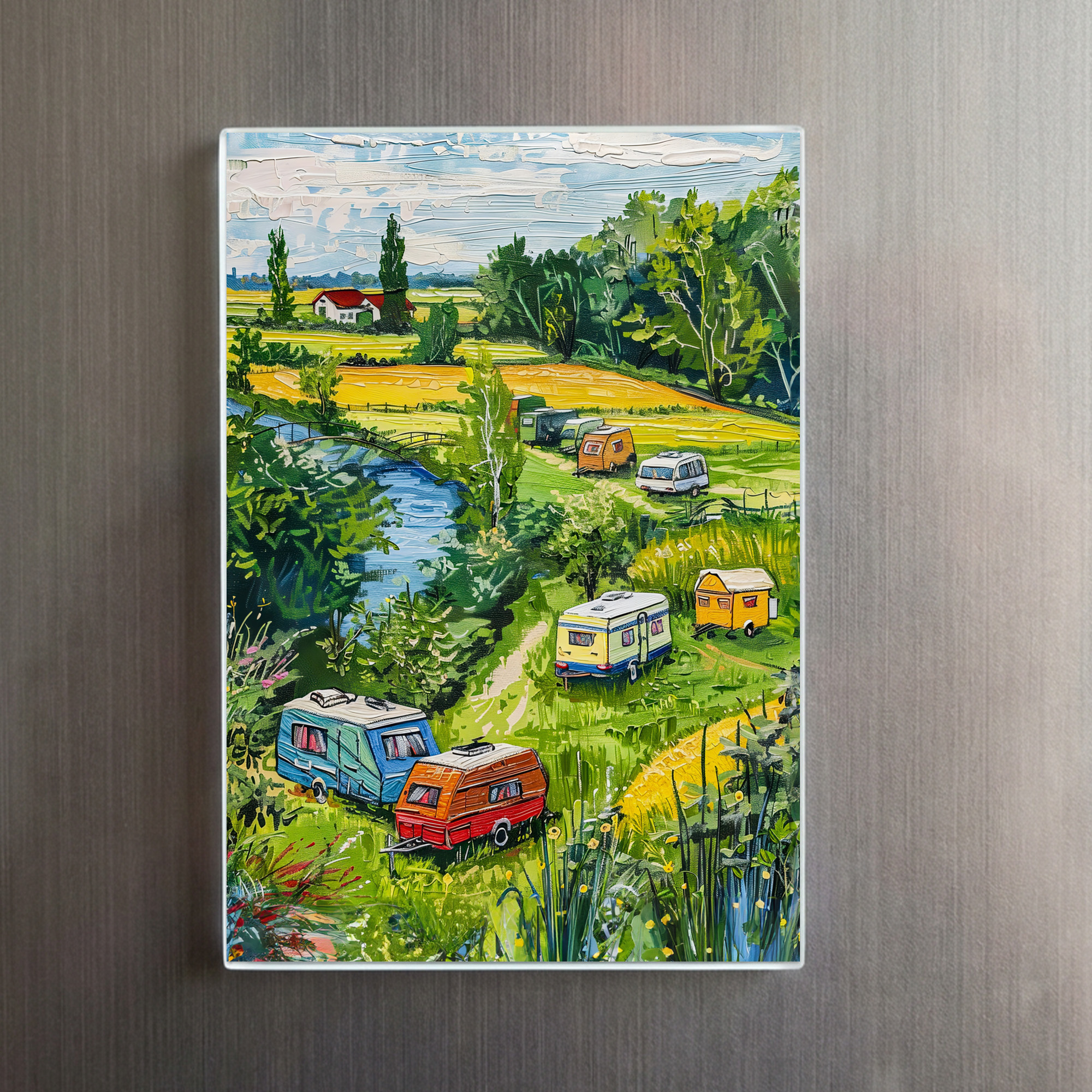 raxxa Glas-Magnet: Camper Vans by Tulip Fields Fantasy Painting - Imagen 2