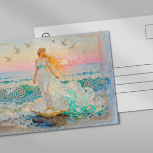 raxxa Postkarte: Aphrodite Rising from Seashell at the Ocean Shore