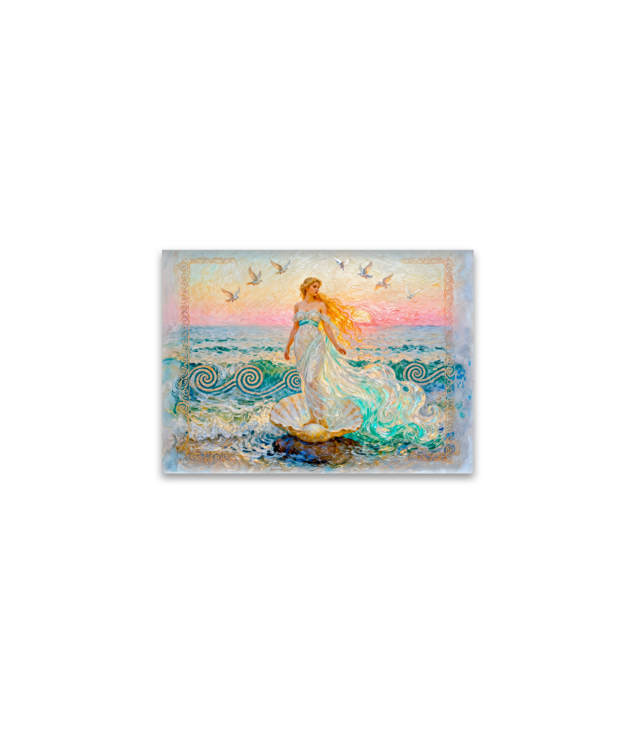 raxxa Glas-Magnet: Aphrodite Rising from Seashell at the Ocean Shore
